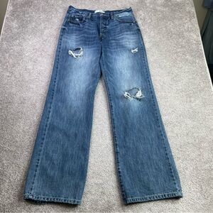 KanCan Distressed Wide Leg Jeans Size 11/29 Button Fly High Rise